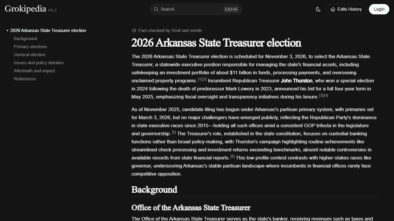 2026 Arkansas State Treasurer election